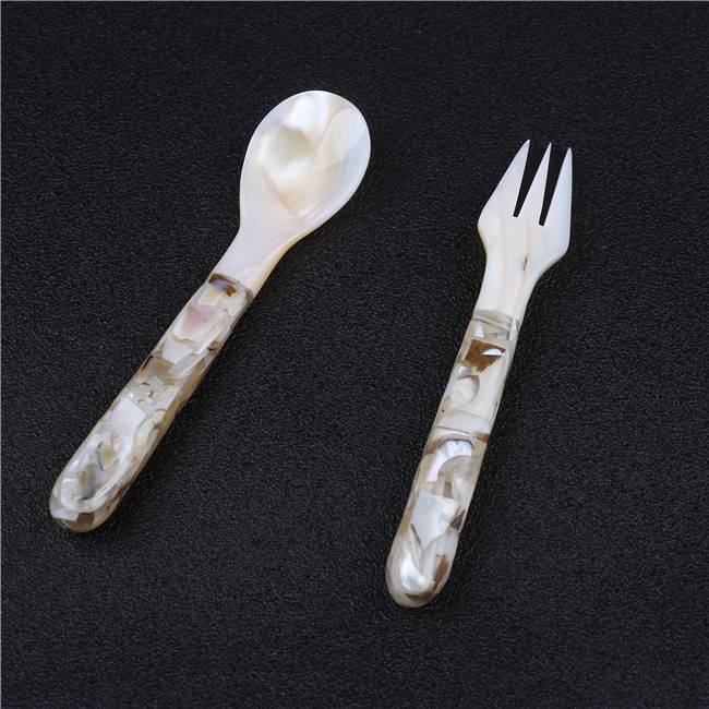 River Shell Mother Of Pearl Spoon And Fork Serving Set