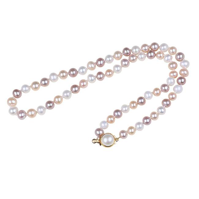 Natural Multicolor Knotted Freshwater Pearl Necklace And Bracelet Set