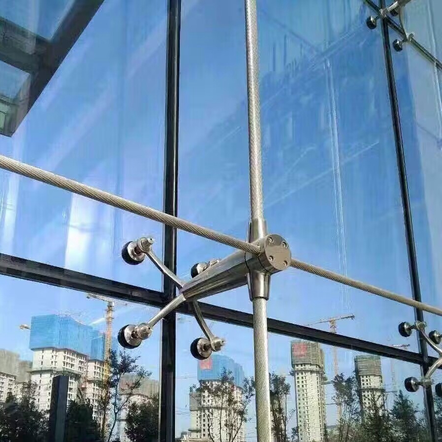 stainless steel point Fixing glass curtain walls spider system Mirror Sation finish glass