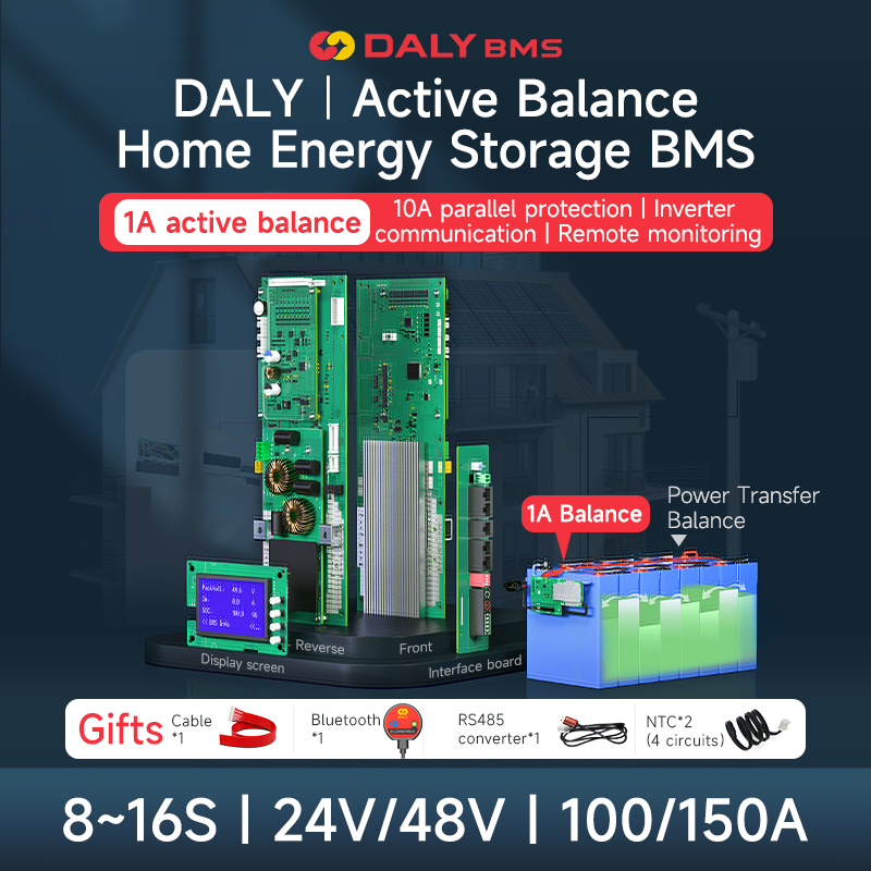 Daly 4S/8S/16S 12V-48V 100A-300A Smart BMS LiFePo4 Battery  w/Balance+Bluetooth D