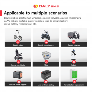 Daly Smart Bms electric two wheeler scooter lithium battery 4S 8S 16S 12V 24V 48V 40A 60A 100A