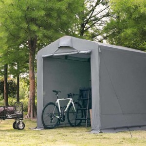 خيمة تخزين خارجية مقاس 7.4 × 6.2 من الهندباء مع مظلة مرآب بفتحات تهوية وغطاء مقاوم للماء