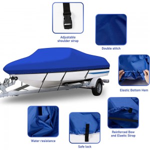 Heavy Duty 600D Oxford Fabric Waterproof Anti-Fade Trailerable Boat Cover with Storage Bag