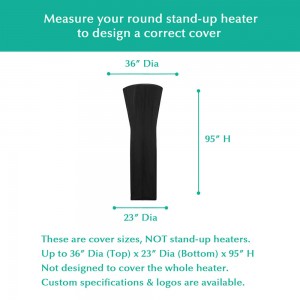 Custom Heavy Duty Waterproof UV Resistant Patio Round Stand-up Heater Cover With Zipper