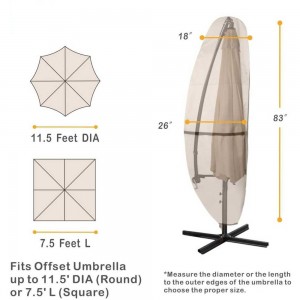 600D กันน้ำกลางแจ้ง Offset กล้วยสไตล์ Patio ร่ม Parasol Cover – 7.5-11.5 ฟุต