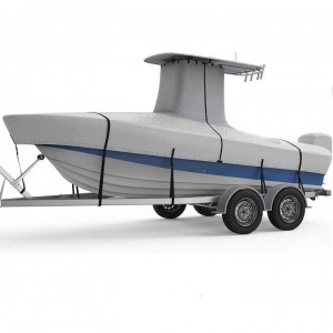 100 % vattentät kraftig slitstark uppgraderad polyester T-topp båtöverdrag med motorkåpa