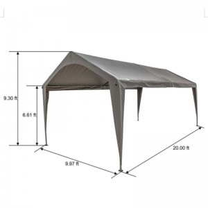 Dandelion 10×20 ပေ Carport Replacement Top Canopy Cover, Car Garage Shelter Tent, Dark Grey (ထိပ်တန်းအဖုံးသာ)
