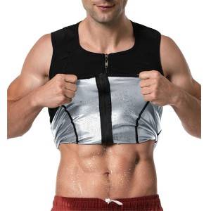 DANSHOW Mens Polymer Sauna vest Slimming Tank Top Waist Trainer Shirt with Zipper