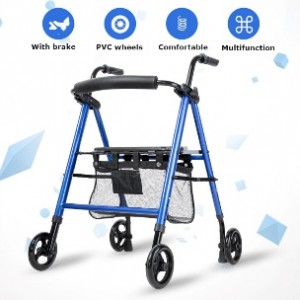 Adjustable Aluminum Rollator Walker with Backrest and Seat