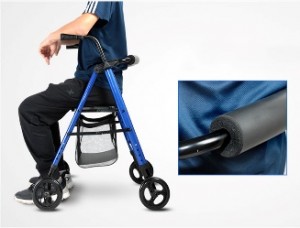 Adjustable Aluminum Rollator Walker with Backrest and Seat