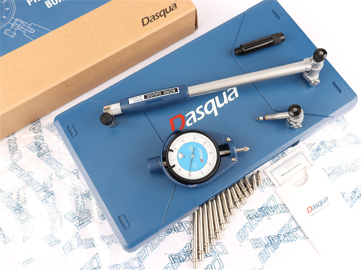 DASQUA High Precision Measuring Tools Ranged Dial Bore Gauge Set with Extra Long Range of 35-160mm