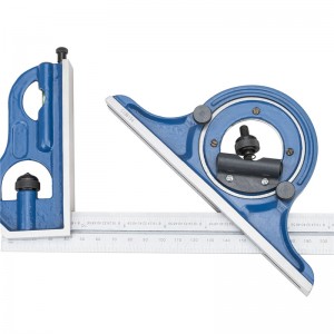 DASQUA High Surface Durability Angle Measuring 300mm / 12″ Easy Reading 4 Combination Square Set with Steel Ruler + Square Head +Protractor Head + Center Head