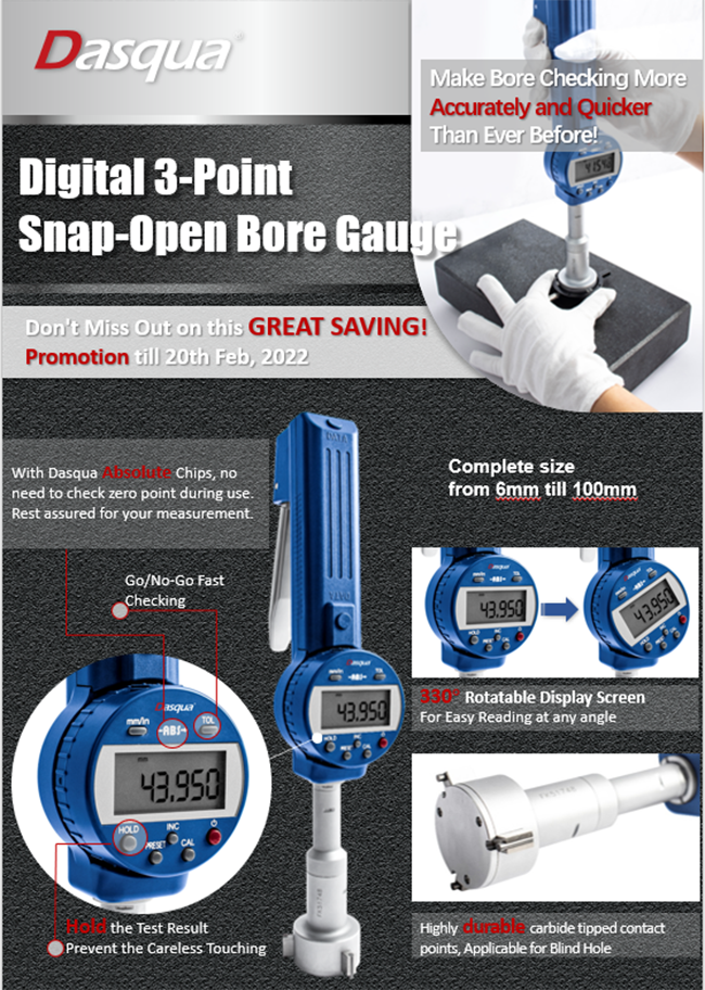 New Arrival! High Precision Digital 3-Point Snap-Open Bore Gauge