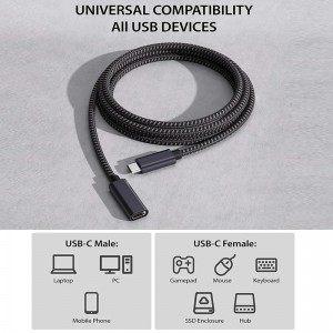 USB Type C Extension Cable, USB 3.1 Gen2 Type C Male to Female Extension Cable