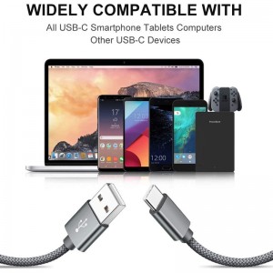 USB A to C 2.0 Nylon Braided Cable with Aluminum Shell, Durable and Tangle-free