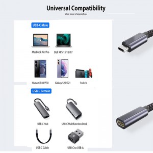 10Gbps High Speed USB C Male to USB C Female Extension Cable