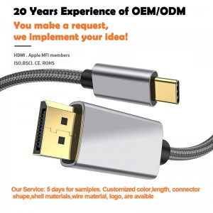 4K 60Hz High Resolution USB C to DP Cable with Gold-plated Corrosion Resistant Connector