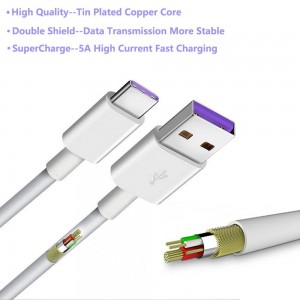Supercharge USB C Cable for Huawei, Replacement of Huawei 5A Type C Cable