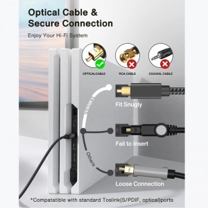 Optical Audio Cable 24K Gold-Plated Optical Cable with Durable Nylon Jacket