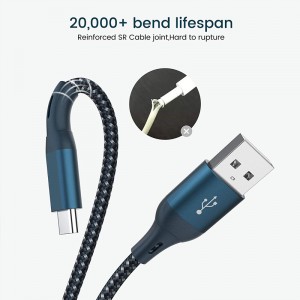 Type C Cable Fast Charging -Nylon Braided USB A to Type C Charging Cable