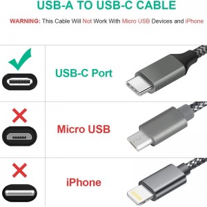 USB C Cable 3A Fast Charge, Nylon Braided USB A to Type C Charger Cord