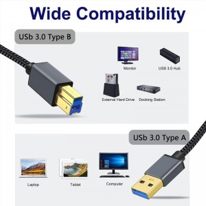 USB 3.0 Cable A Male to B Male, Superspeed USB 3.0 A-B/A Male to B Male Cable