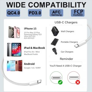 USB C to USB C Charging Cable, USB C Cable for Charging Apple, for iPhone 15/15 Pro