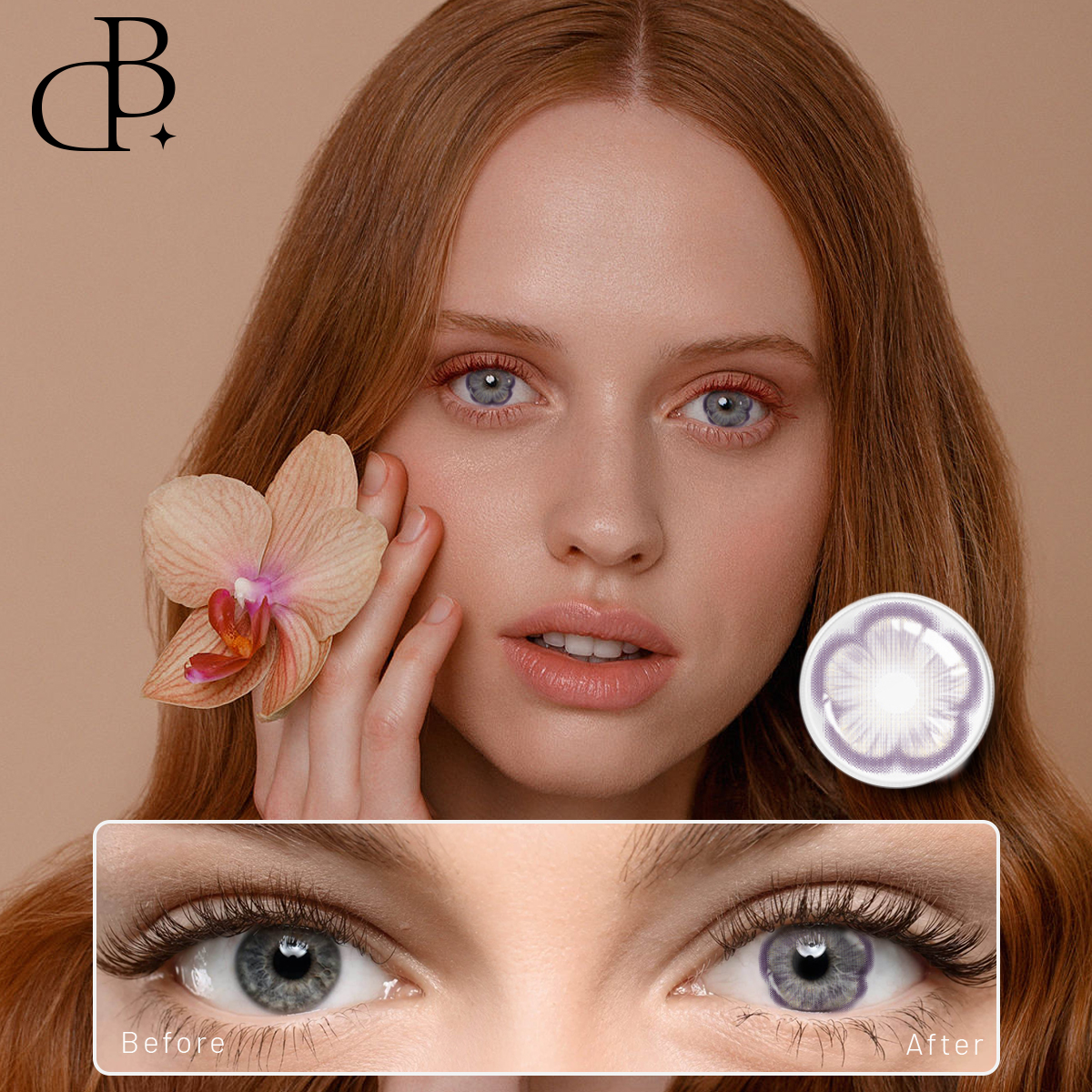 DBeyes OEM special shaped violet petals contactlenses with packaging box prescription contact lens
