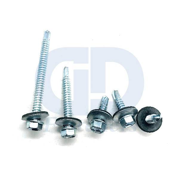 Hex flange head self drilling screw with 19mm epdm washer