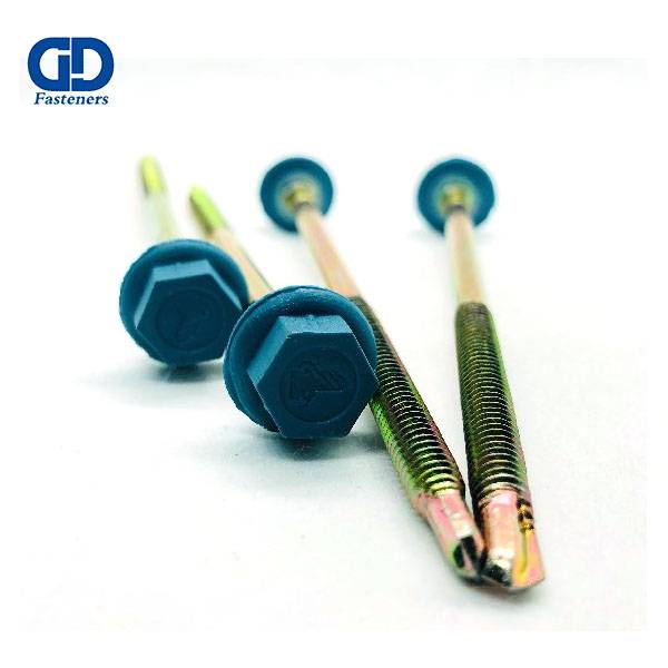 Nylon head self drilling screw ,half-thread, RAL screw, blue