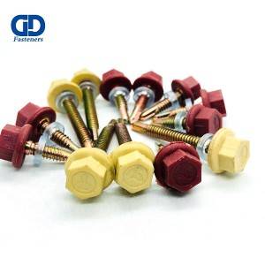 Rapid Delivery for Star Head Self Drilling Screw - Hexagon nylon head self drilling screw,yellow head ,red head sds – DD Fasteners