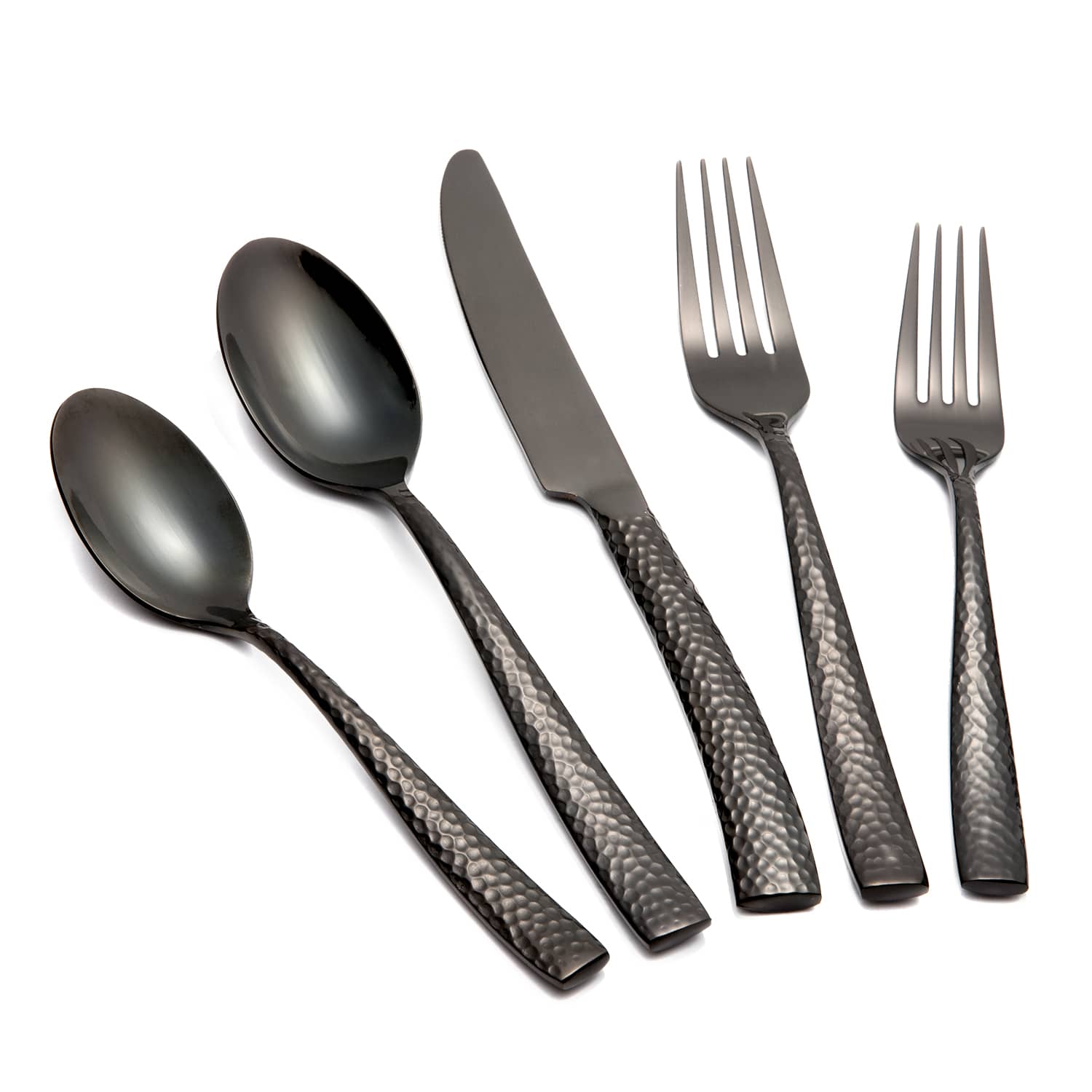 Black Hammered Stainless Steel Flatware Set for Wedding Party Home (1)