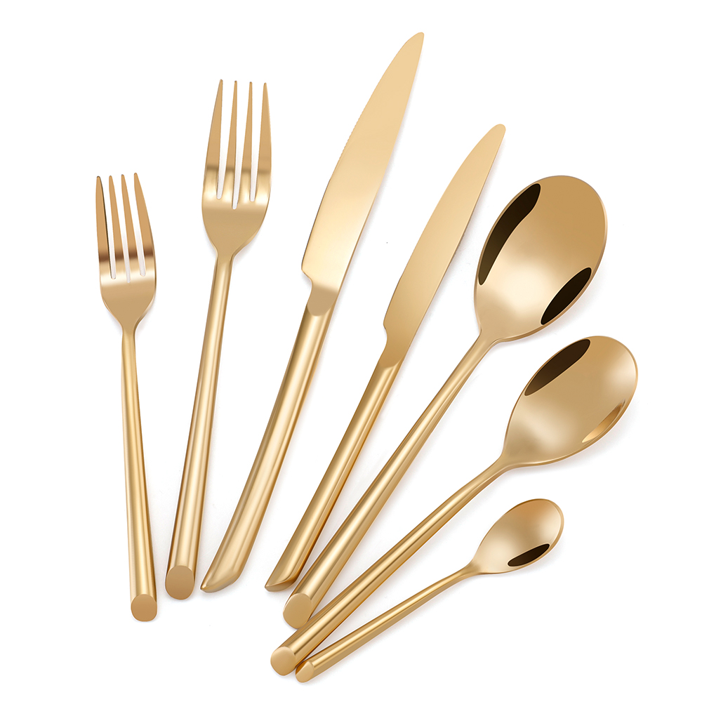 Stainless Steel Gold Wave Cutlery Set include Knife Fork and Spoon Featured Image