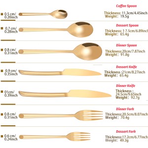 Stainless Steel Gold Wave Cutlery Set include Knife Fork and Spoon
