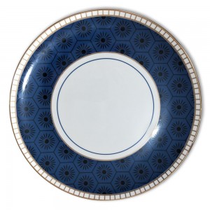 Blue petal pattern bone china porcelain plate set for wedding hotel party
