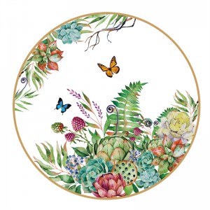 High quality wedding bone china ceramic plate set printed with succulent plants