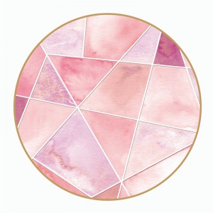 Pink dreamy geometric pattern gold rimmed bone china ceramic plate set