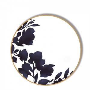 Placă de încărcare ceramică din ceramică cu model de flori în stil cerneală pentru petrecerea de nuntă la hotel
