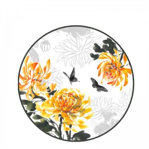 Bagong dinisenyo na golden chrysanthemum pattern fine bone china ceramic charger plate set