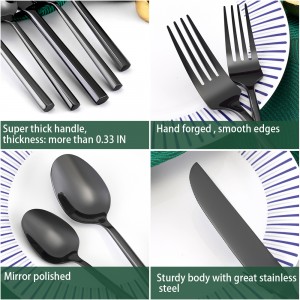 New Designed Stainless Steel Black Hexagon Cutlery Set