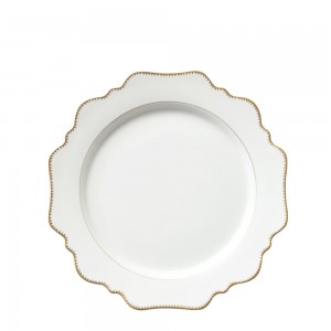 Serrated gold rim sun flower bone china ceramic charger plates for wedding