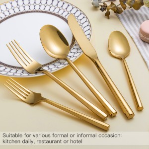 Hand Forged Gold Hexagon Stainless Steel Silverware Set