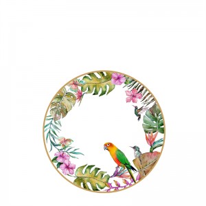 Hot sale tropical rain forest pattern porcelain bone china plate set