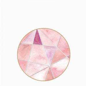 Pink dreamy geometric pattern gold rimmed bone china ceramic plate set