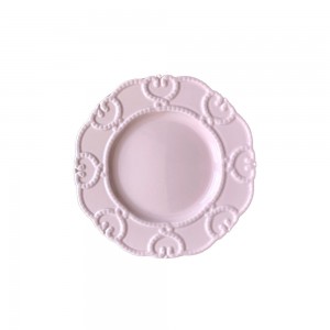 Assiettes en porcelaine rose en dentelle gaufrée, ensemble d'assiettes de chargeur de dîner en céramique