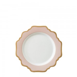 Wholesale pink sun flower gold rim bone china ceramic charger plates para sa kasal
