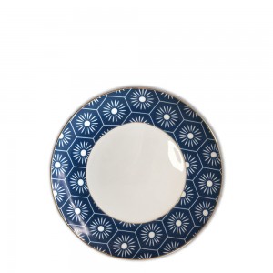 Blue petal pattern bone china porcelain plate set for wedding hotel party