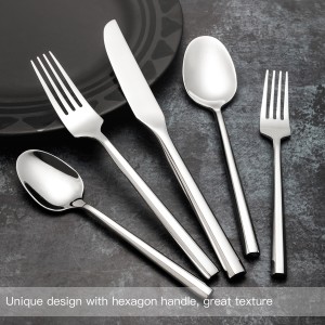 Wholesale Hexagon Handle Stainless Steel Silverware Set para sa Wedding Hotel Party Event, Dishwasher Safe