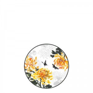Bag-ong gidisenyo nga golden chrysanthemum pattern fine bone china ceramic charger plate set