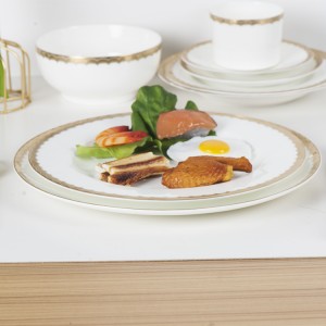 High-end hotel restaurant banquet bone china plates gold rim tableware set